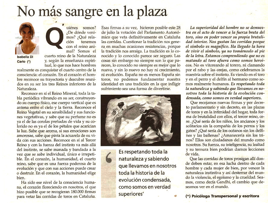 NO MÁS SANGRE EN LAS PLAZAS.